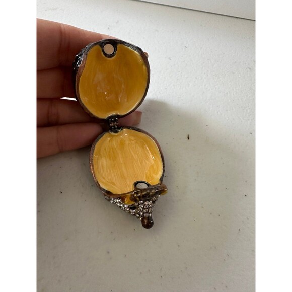 Bejeweled Hedgehog Hand Painted Enamel Collector's Magnetic Hinged Trinket Box - Picture 4 of 5